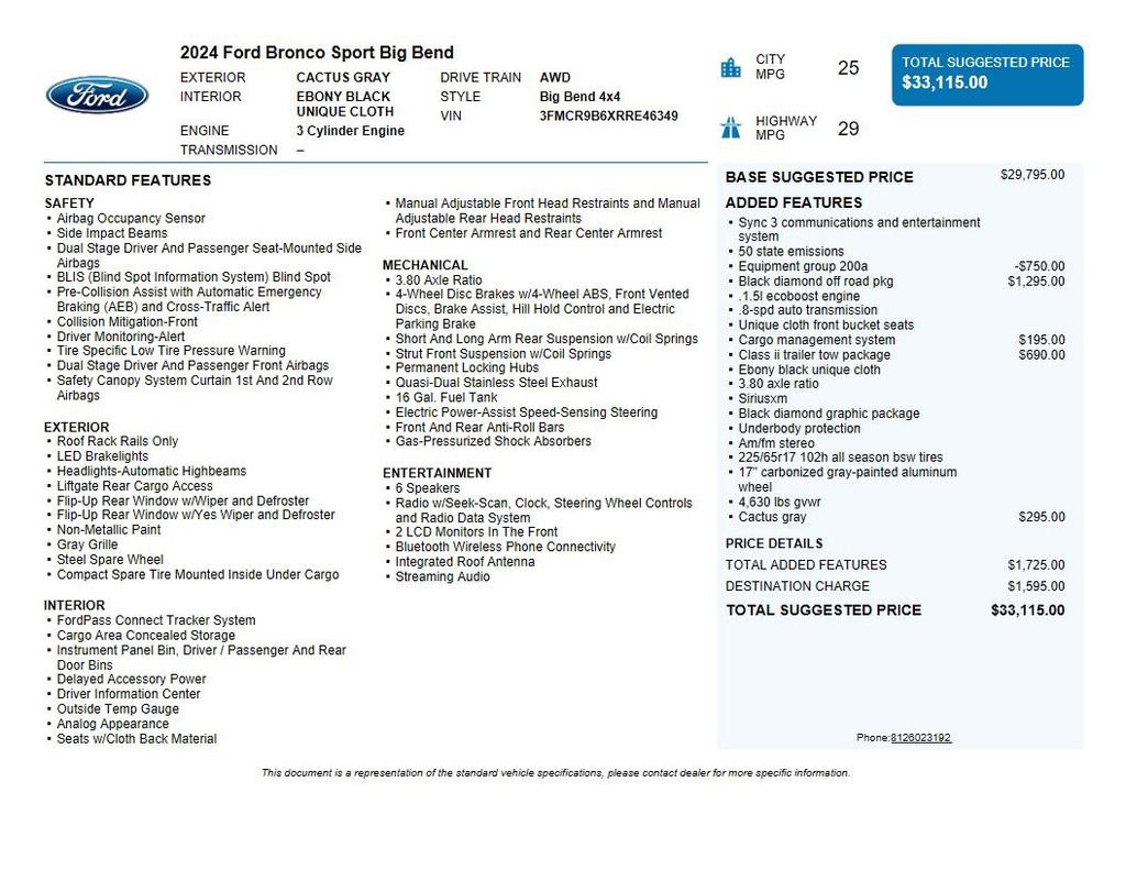 Used 2024 Ford Bronco Sport Big Bend AWD/4WD image 37