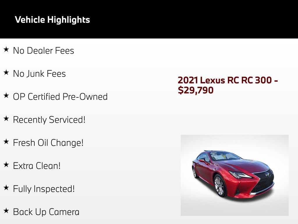 Used 2021 Lexus RC 300 w/ Accessory Package RWD image 52