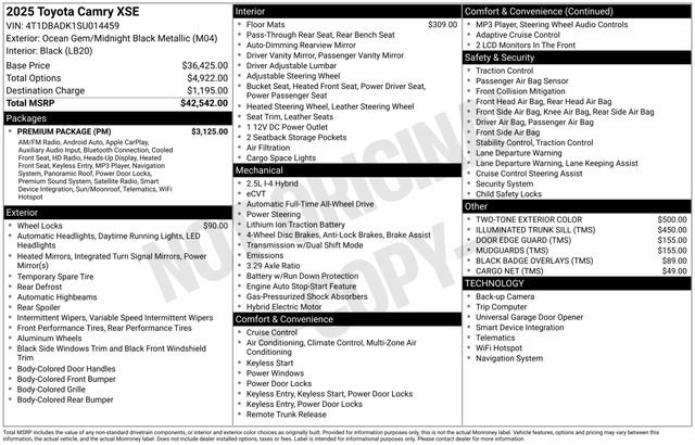 Used 2025 Toyota Camry XSE w/ Premium Package image 35