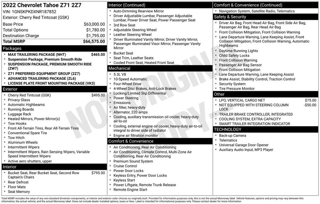 Certified 2022 Chevrolet Tahoe Z71 w/ Max Trailering Package image 34