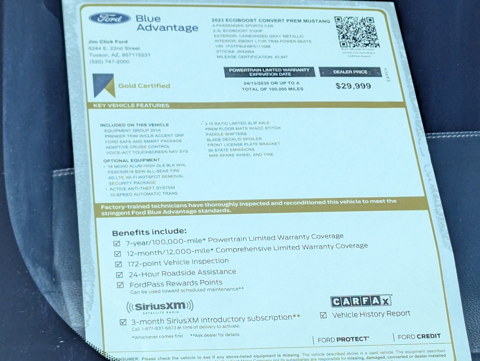 Certified 2023 Ford Mustang Premium w/ Equipment Group 201A RWD image 13