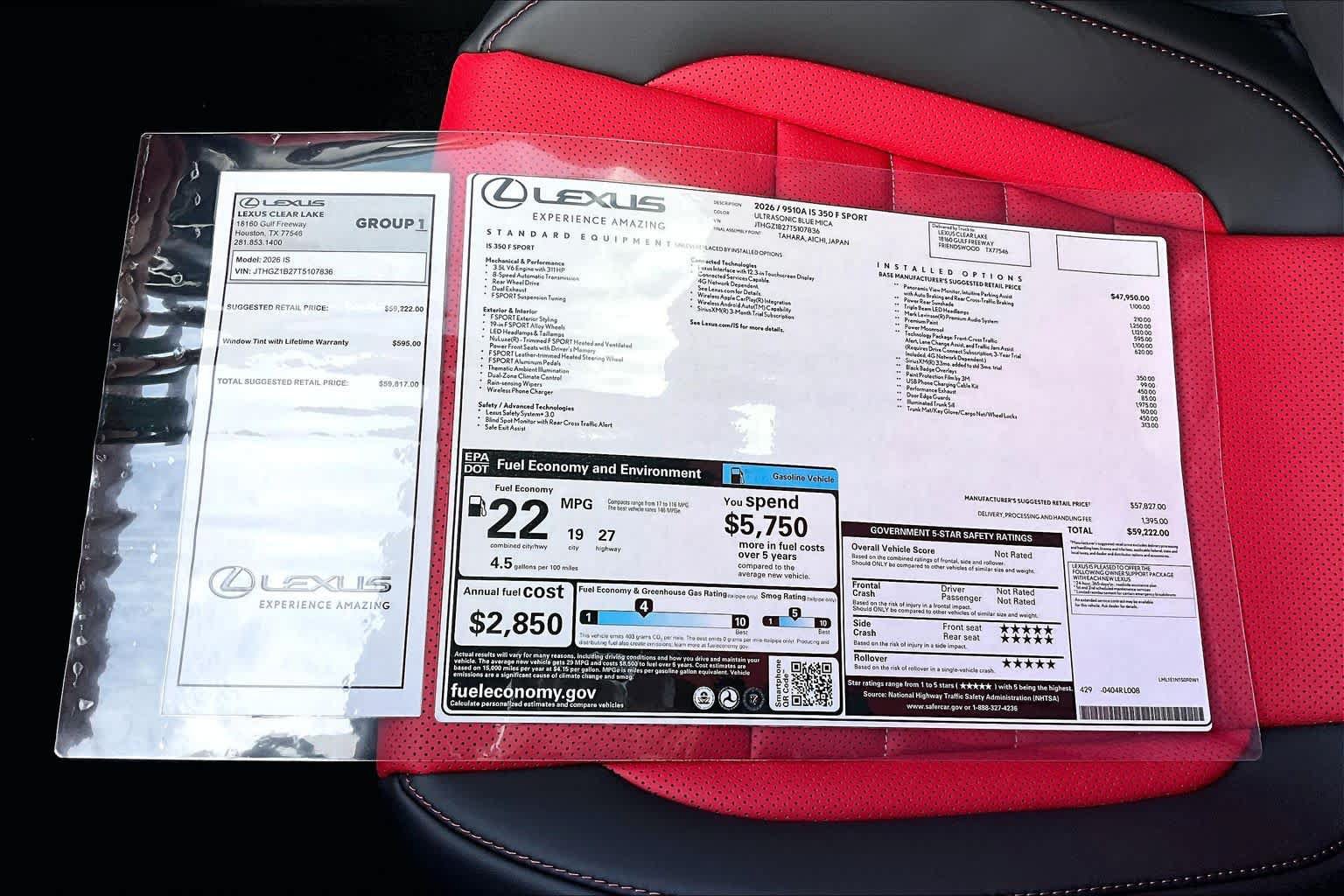 New 2026 Lexus IS 350 F Sport w/ Technology Package RWD image 21