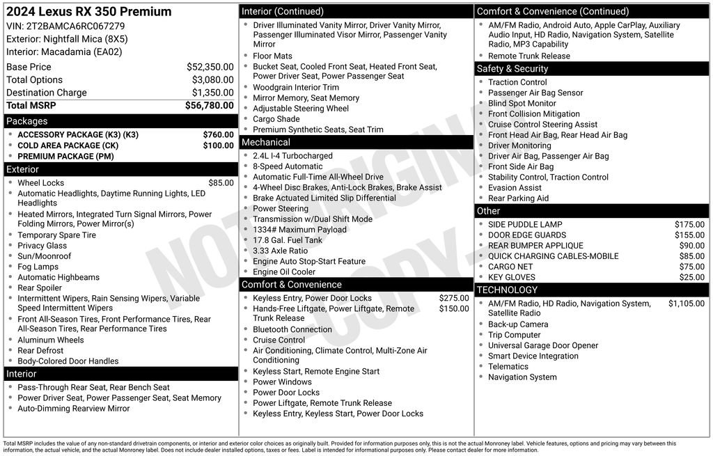 Used 2024 Lexus RX 350 Premium w/ Accessory Package (K3) AWD/4WD image 31