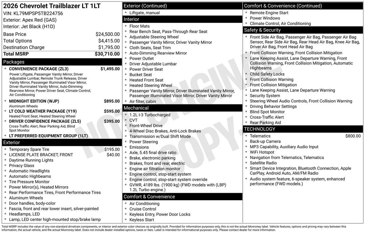 New 2026 Chevrolet TrailBlazer LT w/ Convenience Package FWD image 4