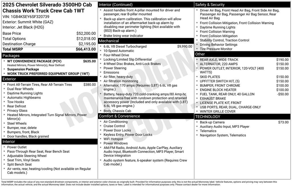 New 2025 Chevrolet Silverado 3500 W/T w/ WT Convenience Package AWD/4WD image 33