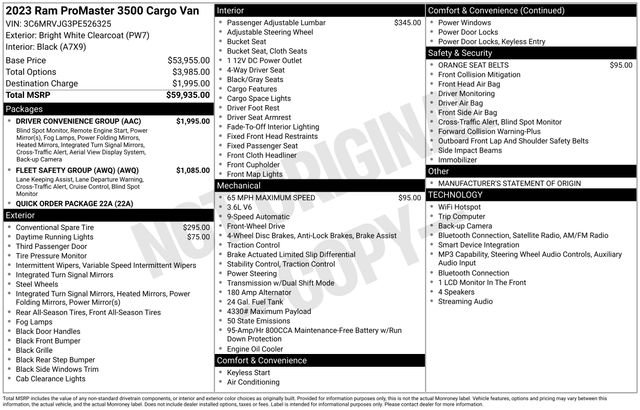 Used 2023 RAM ProMaster 3500 w/ Driver Convenience Group FWD image 31
