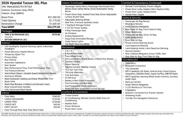 New 2026 Hyundai Tucson SEL Plus w/ Tow & Go Package FWD image 4