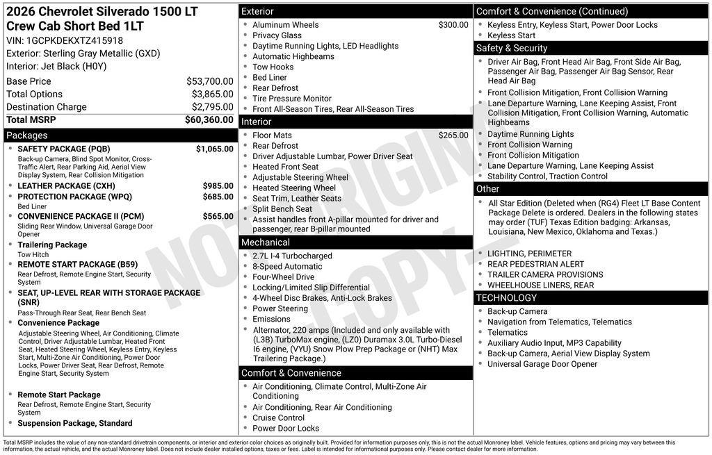 New 2026 Chevrolet Silverado 1500 LT w/ Safety Package AWD/4WD image 3