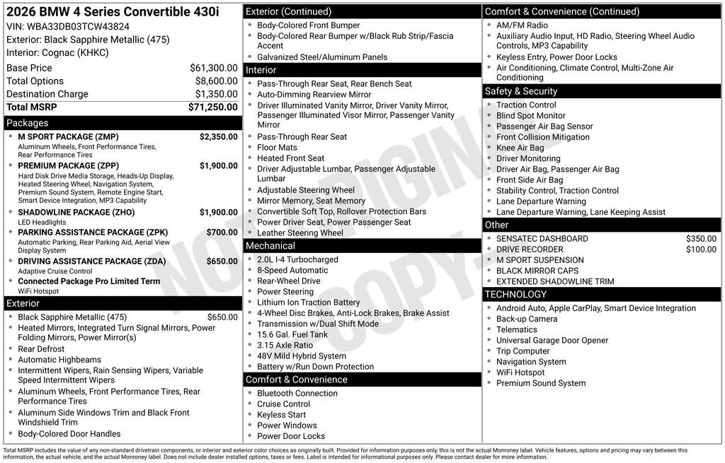 Used 2026 BMW 430i Convertible w/ M Sport Package RWD image 6