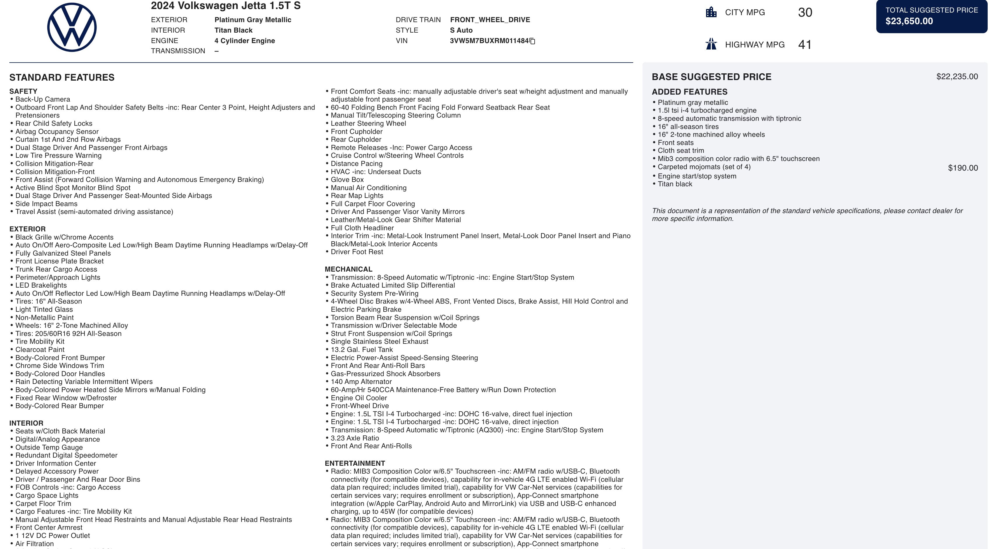 Used 2024 Volkswagen Jetta S image 6