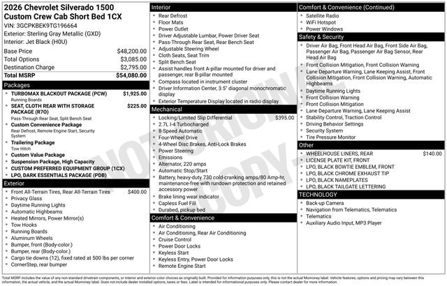 New 2026 Chevrolet Silverado 1500 Custom w/ Turbomax Blackout Package image 6