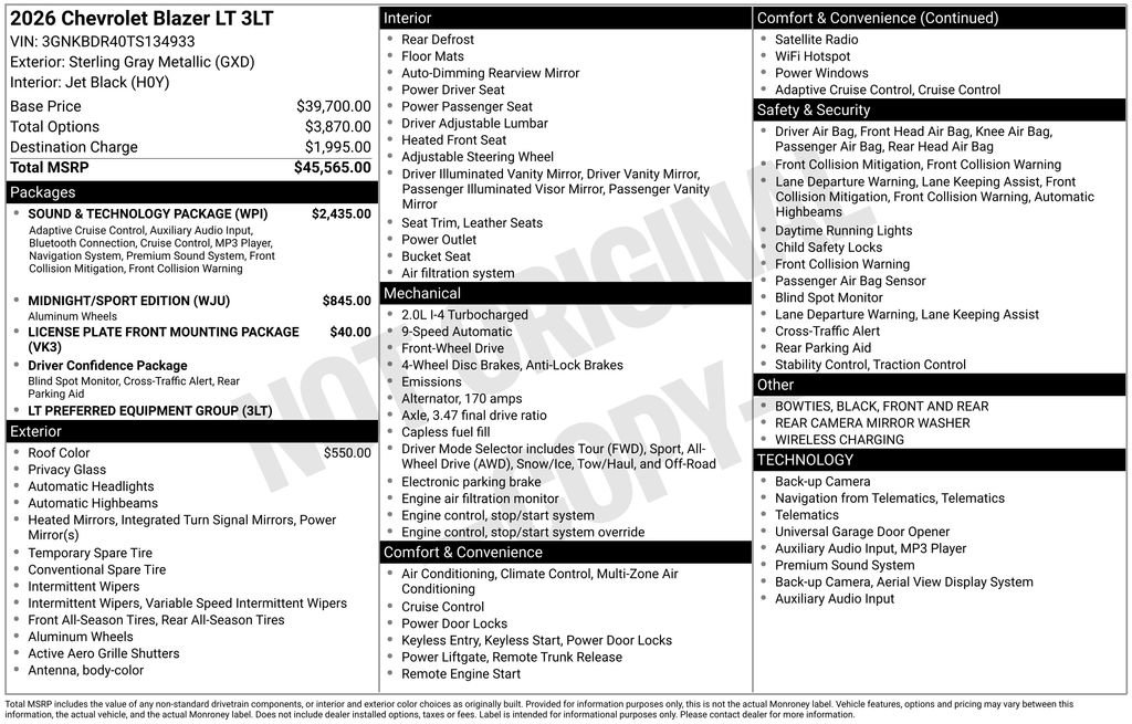 New 2026 Chevrolet Blazer LT w/ Sound & Technology Package FWD image 23