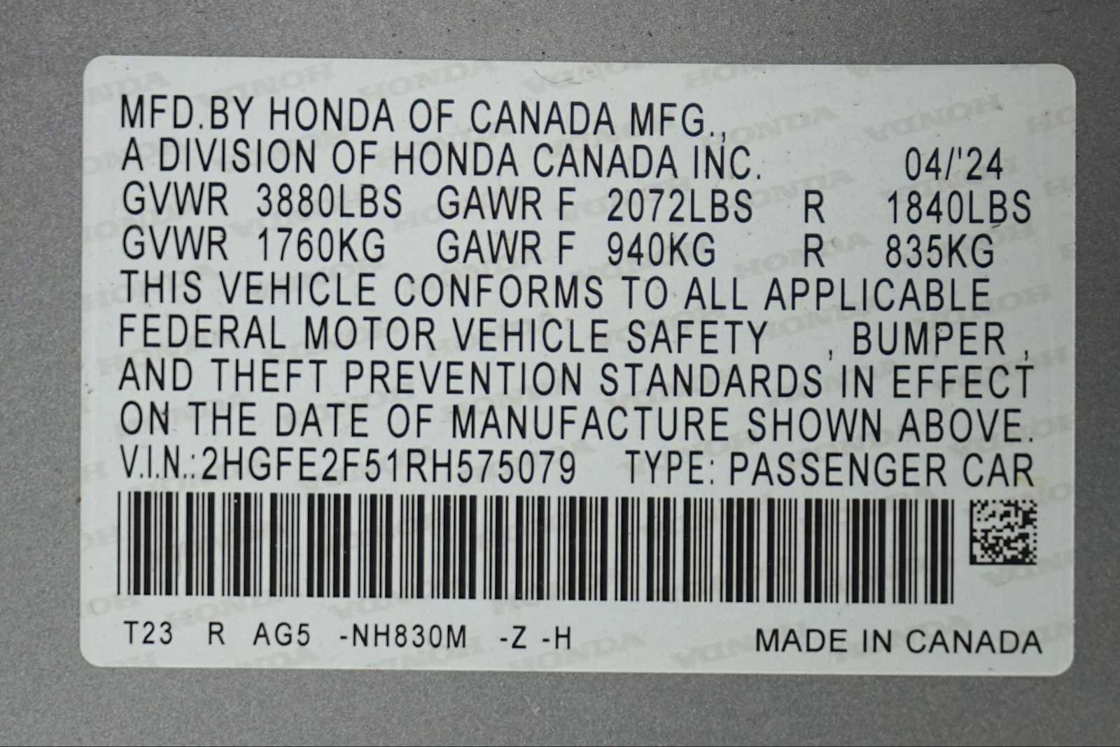 Certified 2024 Honda Civic Sport image 30