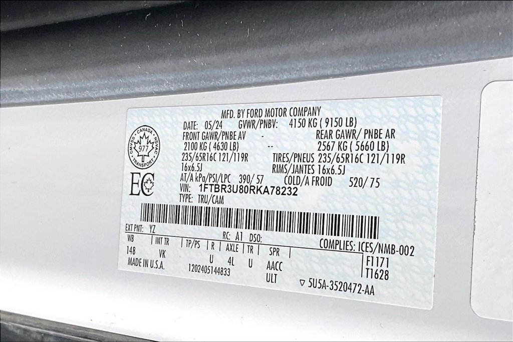 Used 2024 Ford Transit 250 148 High Roof Extended AWD w/ Load Area Protection Package image 18