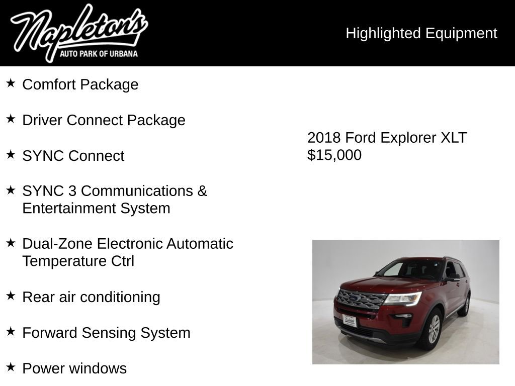 Used 2018 Ford Explorer XLT w/ Equipment Group 202A AWD/4WD image 15