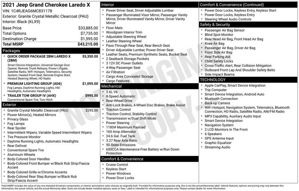 Certified 2021 Jeep Grand Cherokee Laredo X RWD image 42