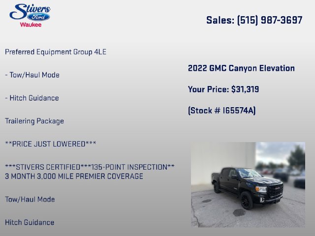 Used 2022 GMC Canyon Elevation w/ Trailering Package AWD/4WD image 8
