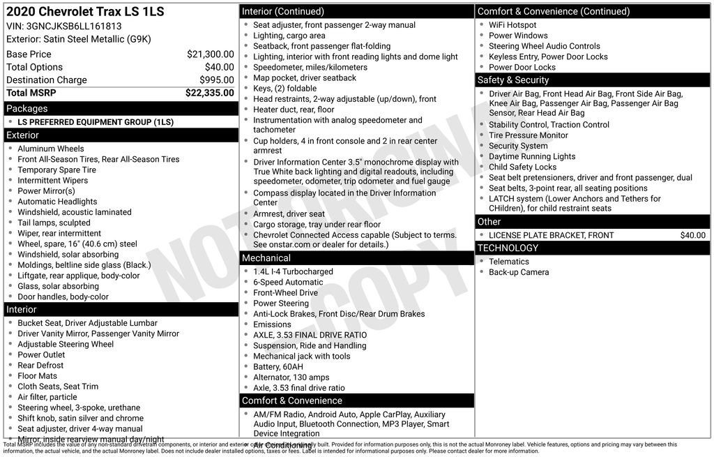 Used 2020 Chevrolet Trax LS FWD image 10
