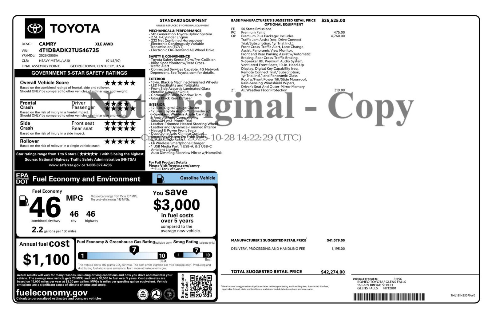 Used 2026 Toyota Camry XLE w/ Premium Plus Package AWD/4WD image 51