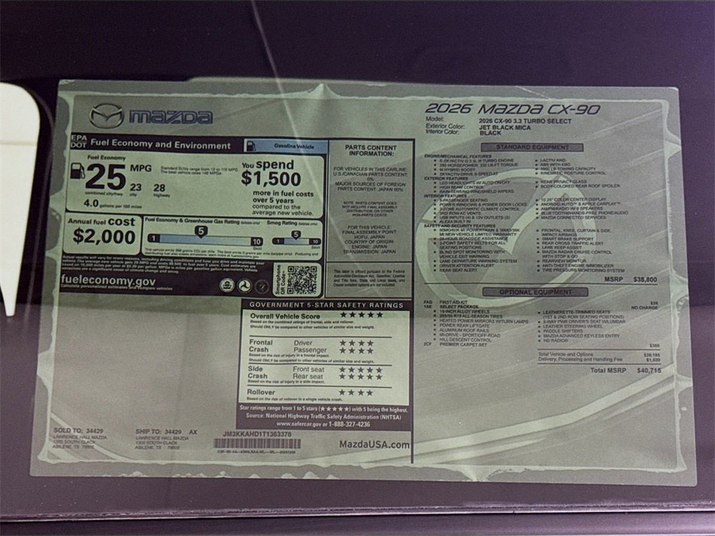 New 2026 MAZDA CX-90 3.3 Turbo w/ Select Package image 20