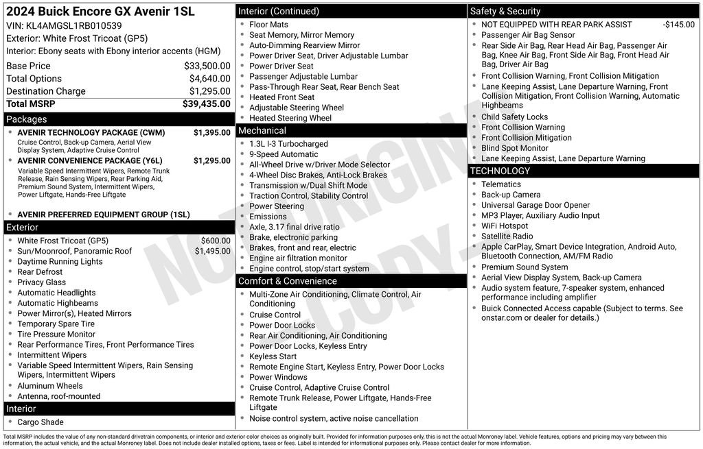 Used 2024 Buick Encore GX Avenir w/ Avenir Technology Package AWD/4WD image 4