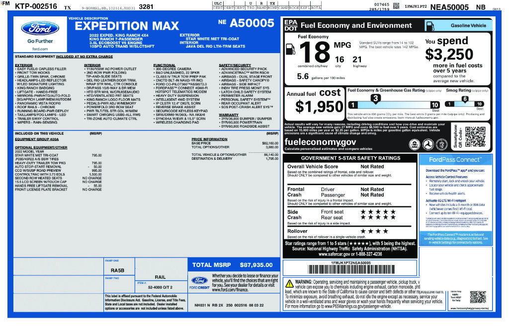 Used 2022 Ford Expedition Max King Ranch AWD/4WD image 2