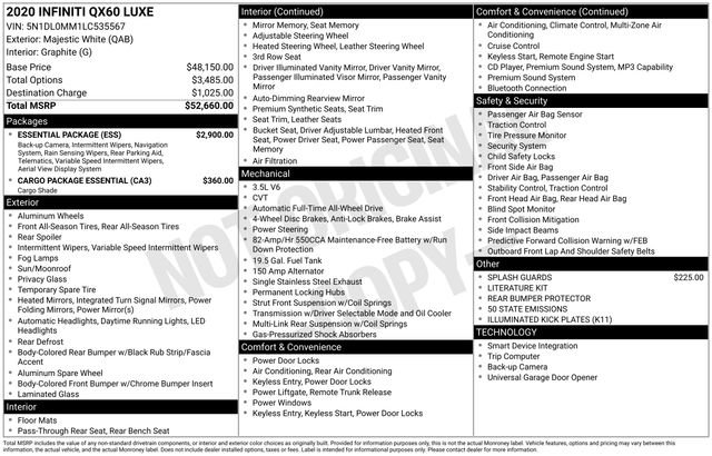 Used 2020 INFINITI QX60 Luxe w/ Essential Package image 7