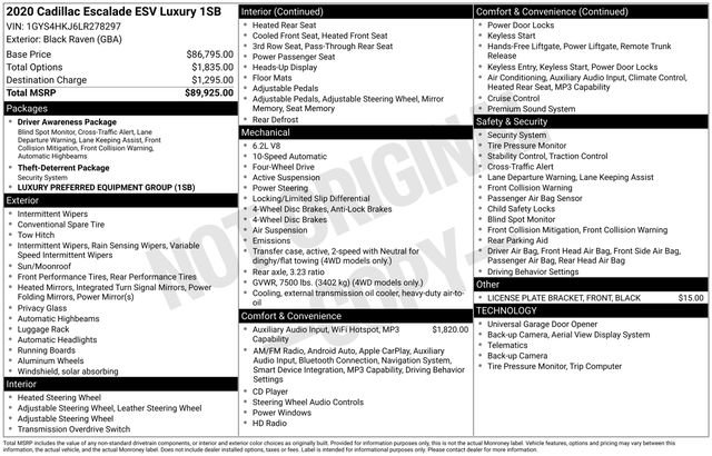 Used 2020 Cadillac Escalade ESV Luxury image 16