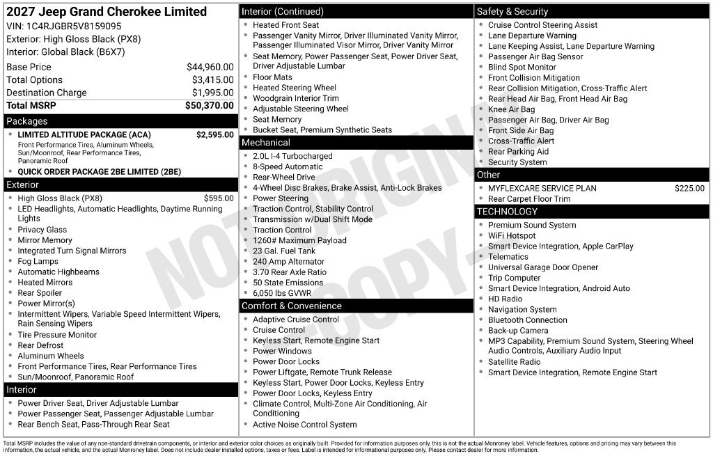 New 2027 Jeep Grand Cherokee Limited w/ Limited Altitude Package RWD image 9