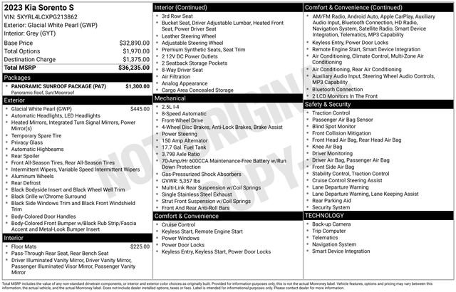 Certified 2023 Kia Sorento S w/ Panoramic Sunroof Package image 15