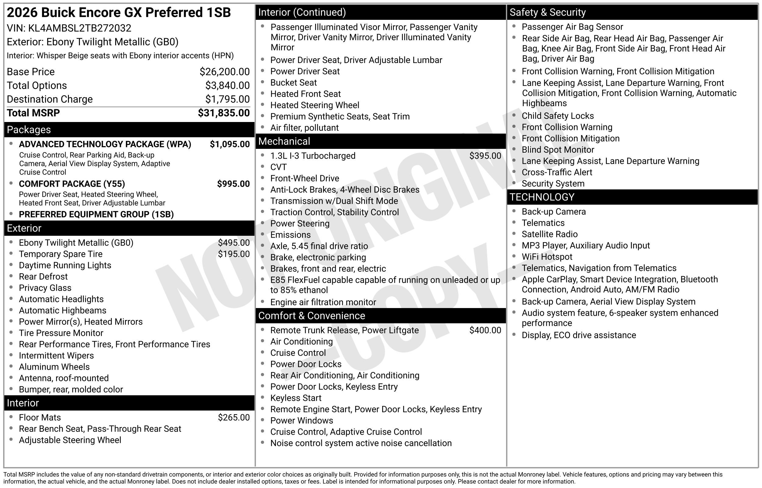 New 2026 Buick Encore GX Preferred w/ Advanced Technology Package FWD image 40