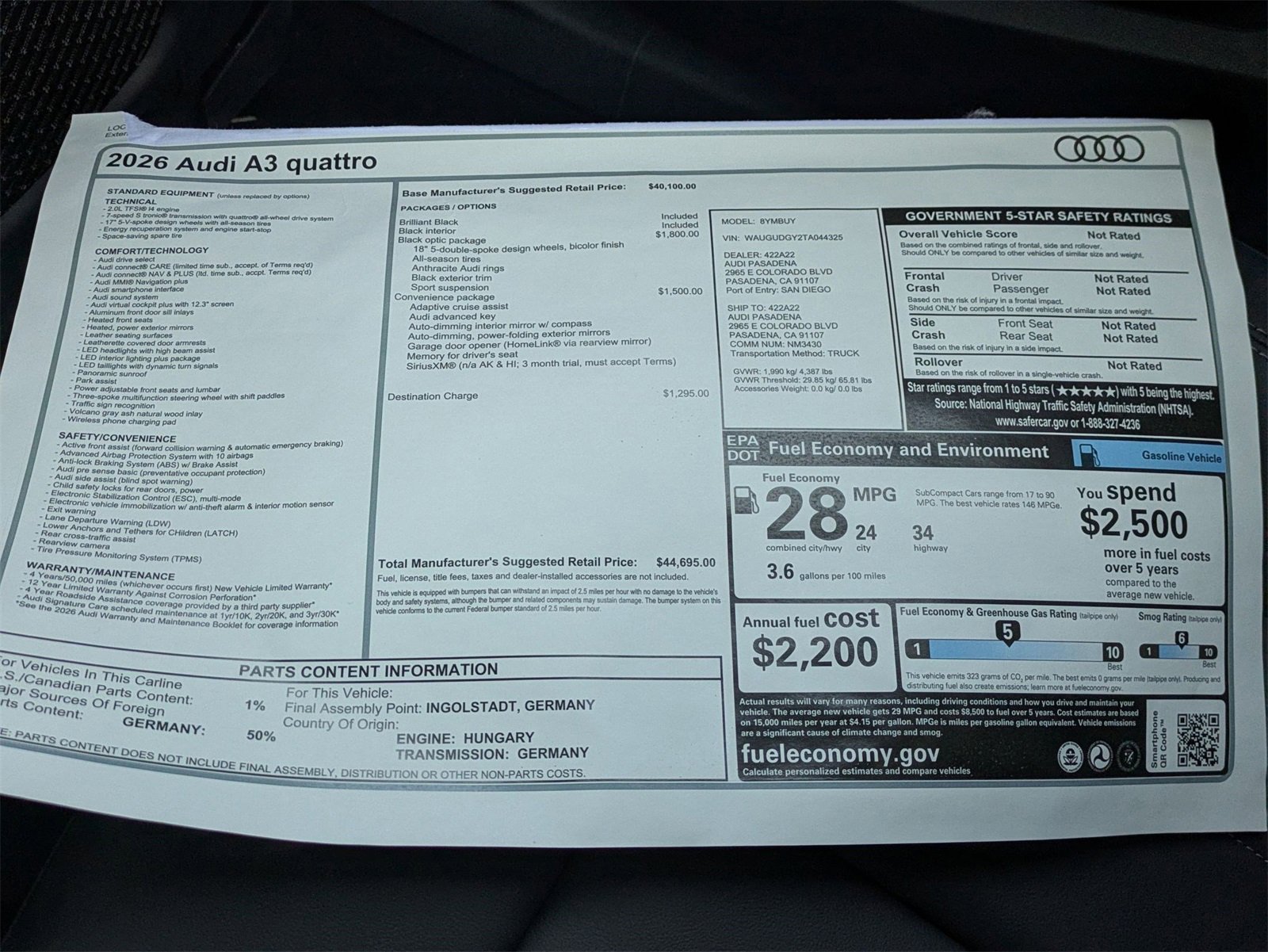 New 2026 Audi A3 2.0T Premium image 18