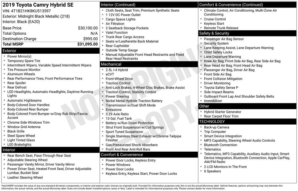 Used 2019 Toyota Camry SE FWD image 13