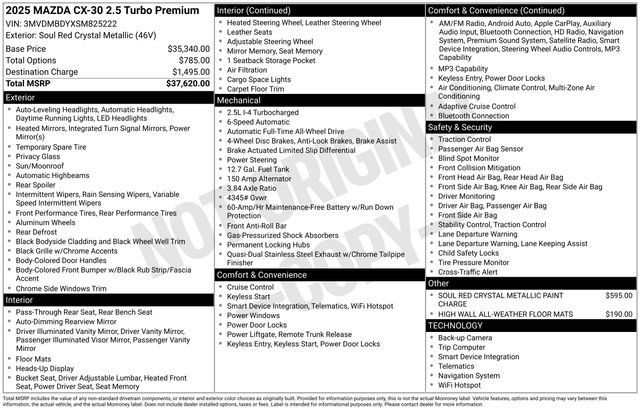 Certified 2025 MAZDA CX-30 2.5 Turbo w/ Premium Package image 35