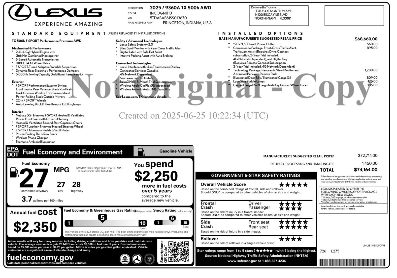 Used 2025 Lexus TX 500h AWD w/ Technology Package image 56