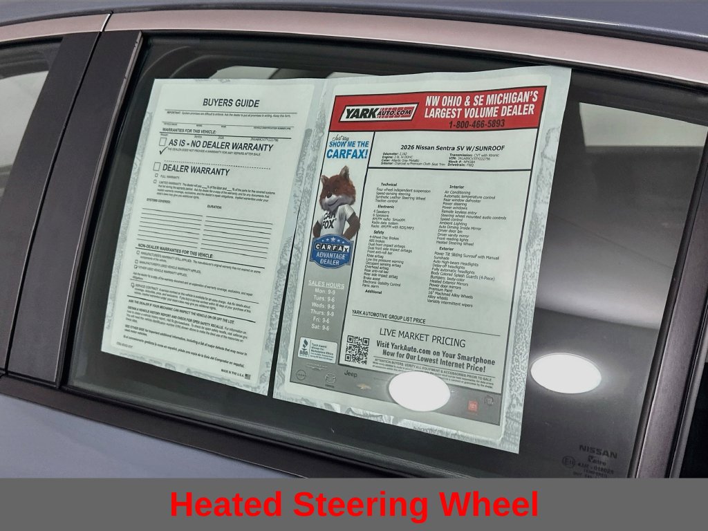 Certified 2026 Nissan Sentra SV w/ SV Convenience Package FWD image 14