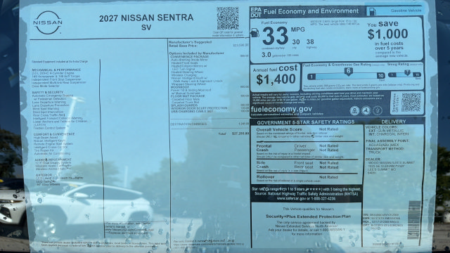 New 2027 Nissan Sentra SV w/ SV Convenience Package FWD image 44