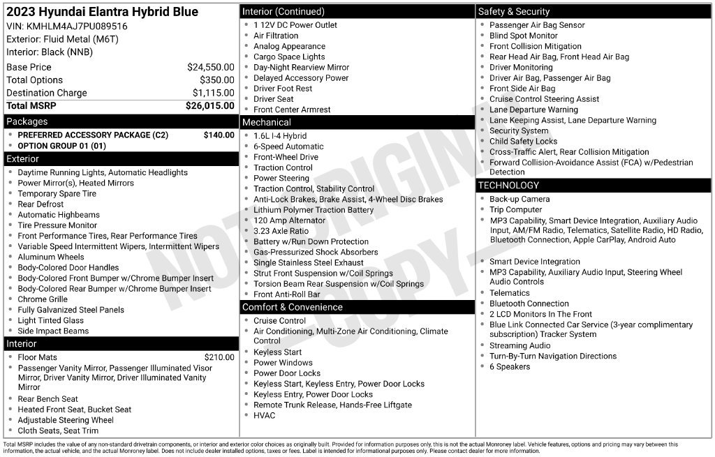 Used 2023 Hyundai Elantra Blue w/ Preferred Accessory Package FWD image 3