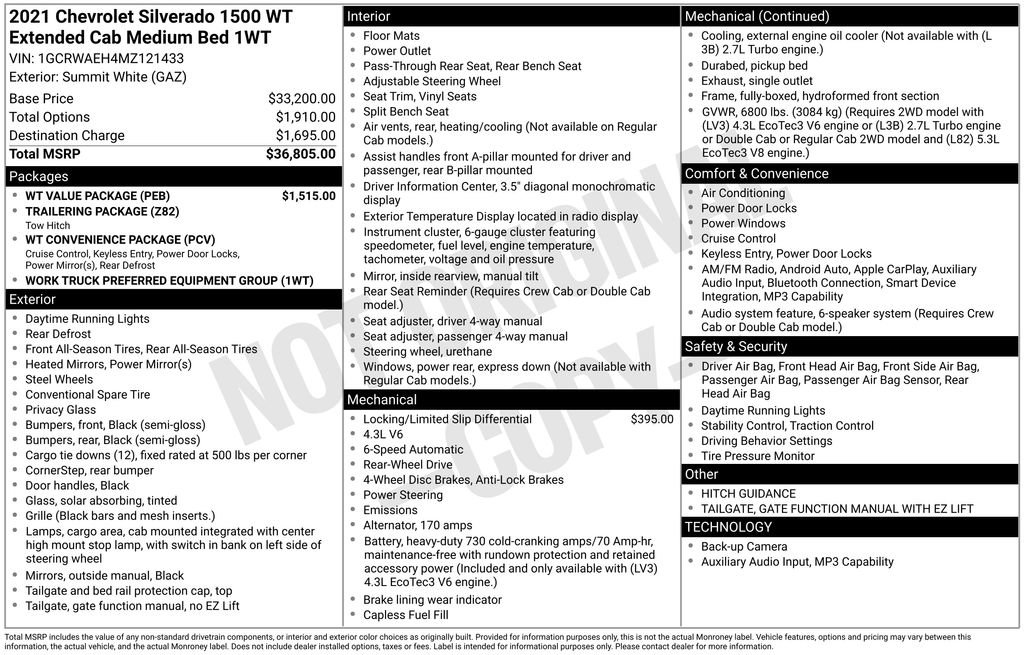 Used 2021 Chevrolet Silverado 1500 W/T w/ WT Value Package RWD image 22