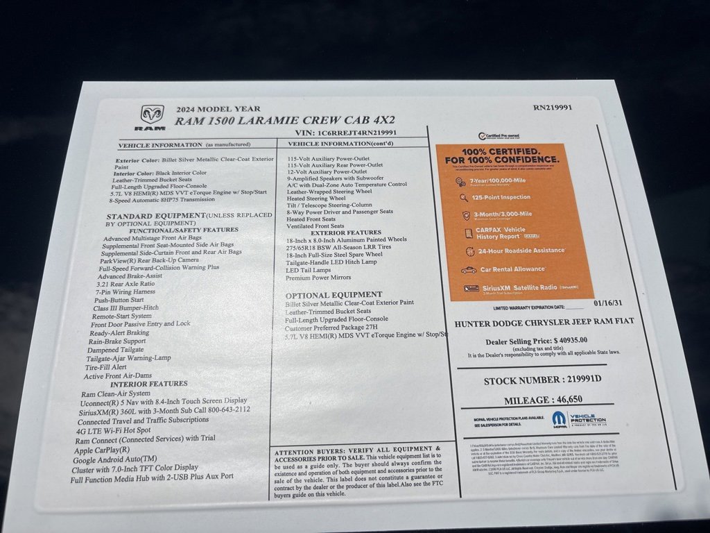 Certified 2024 RAM 1500 Laramie image 28