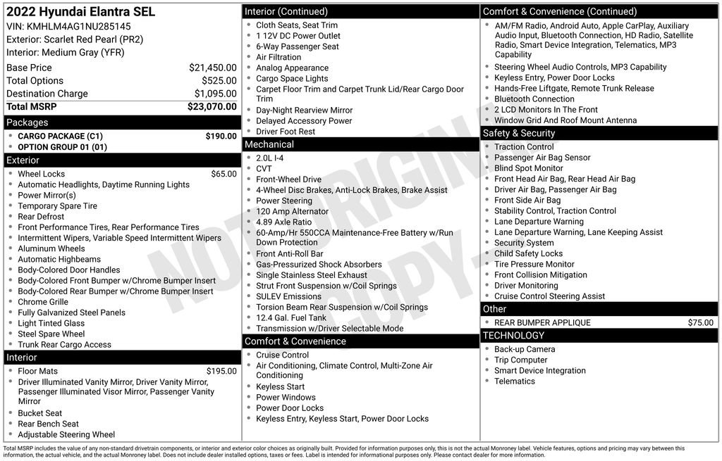 Used 2022 Hyundai Elantra SEL w/ Cargo Package image 15