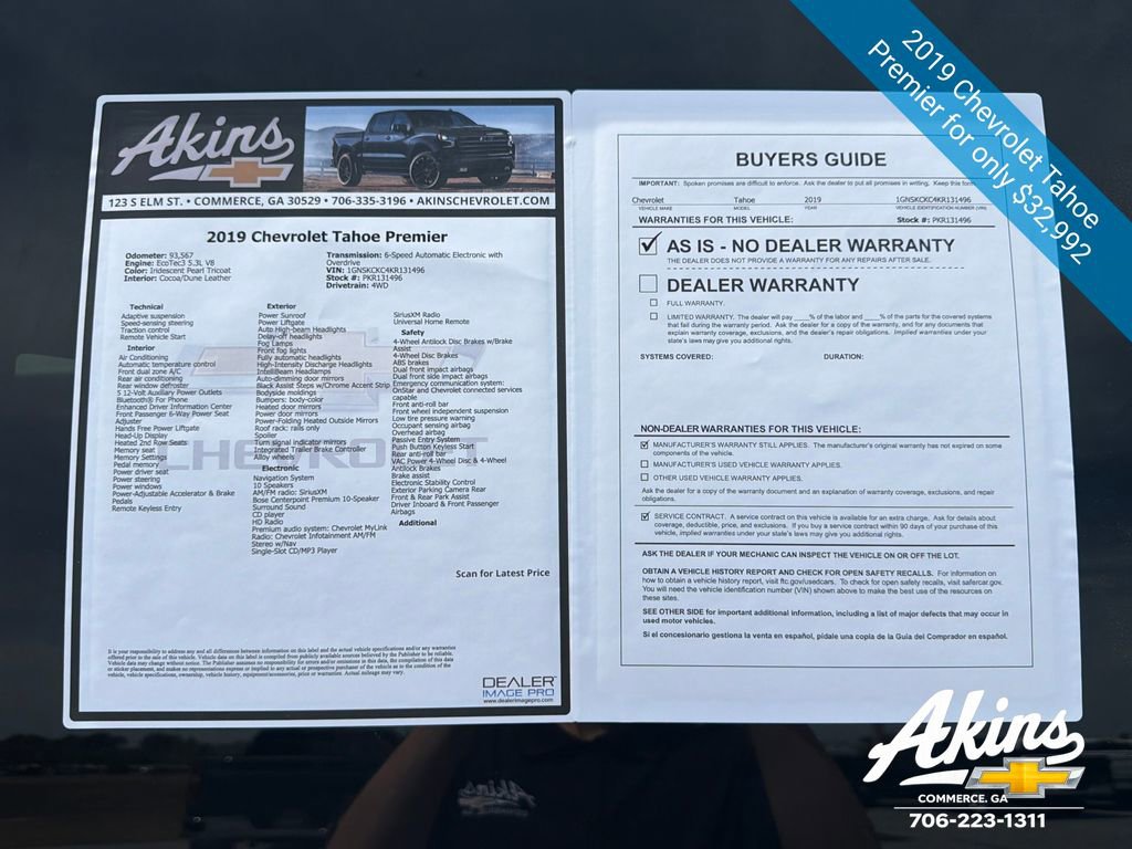 Certified 2019 Chevrolet Tahoe Premier AWD/4WD image 13