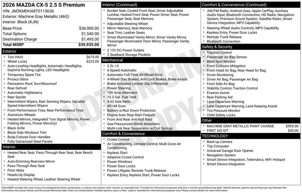 Certified 2026 MAZDA CX-5 2.5 S w/ Premium Package AWD/4WD image 10