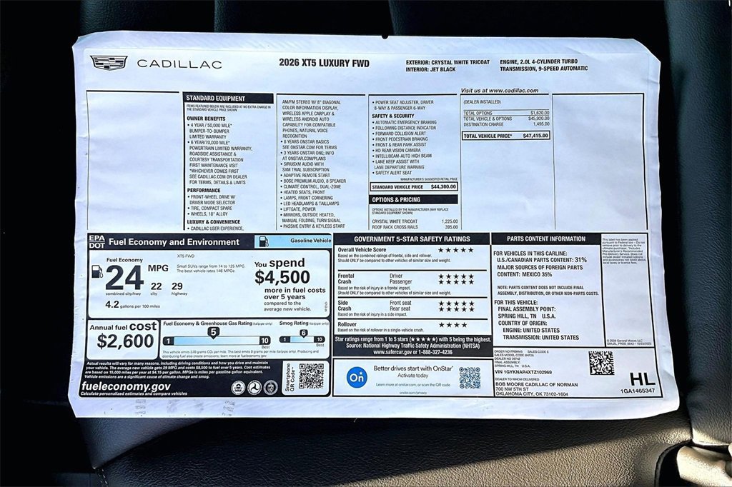 New 2026 Cadillac XT5 Luxury image 13