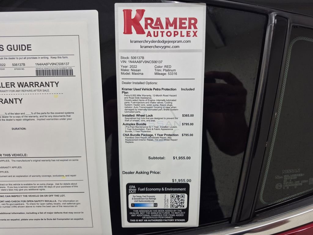 Used 2022 Nissan Maxima Platinum w/ Sport Mat Group image 35