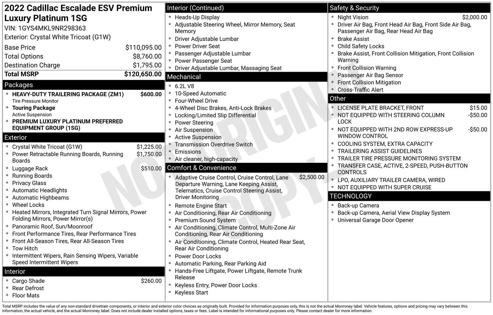 Used 2022 Cadillac Escalade ESV Premium Luxury Platinum w/ Heavy-Duty Trailer Package AWD/4WD image 10