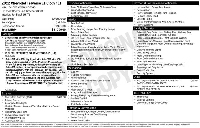 Used 2022 Chevrolet Traverse LT AWD/4WD image 2