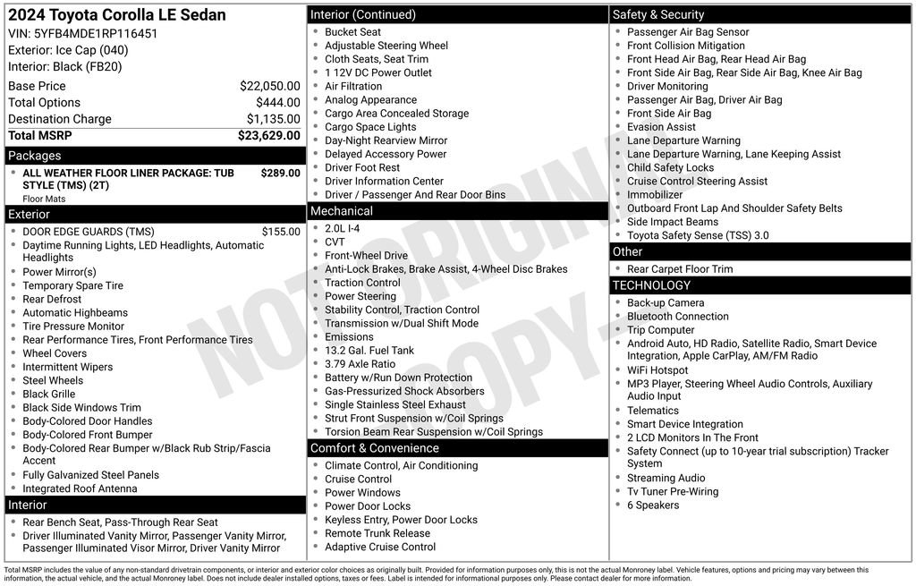 Used 2024 Toyota Corolla LE FWD image 3