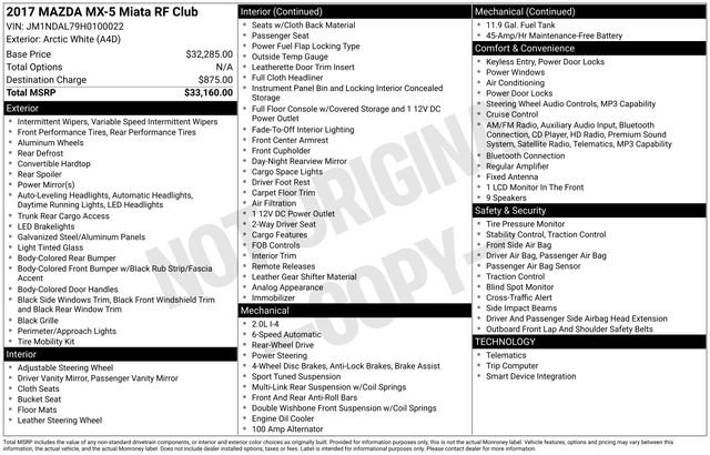 Used 2017 MAZDA MX-5 Miata RF Club image 26