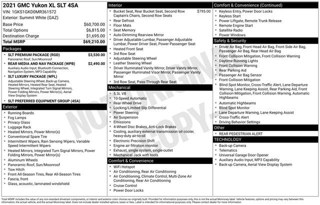 Used 2021 GMC Yukon XL SLT w/ SLT Premium Package image 6